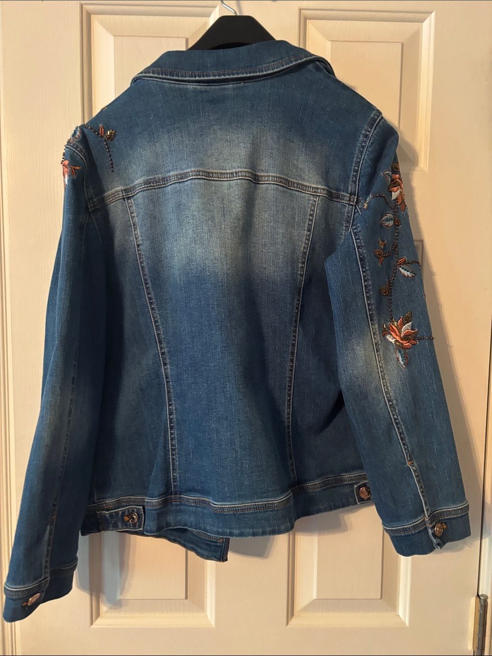 Chico's Blue Denim Jacket with Floral Embroidery - Picture 4 of 4